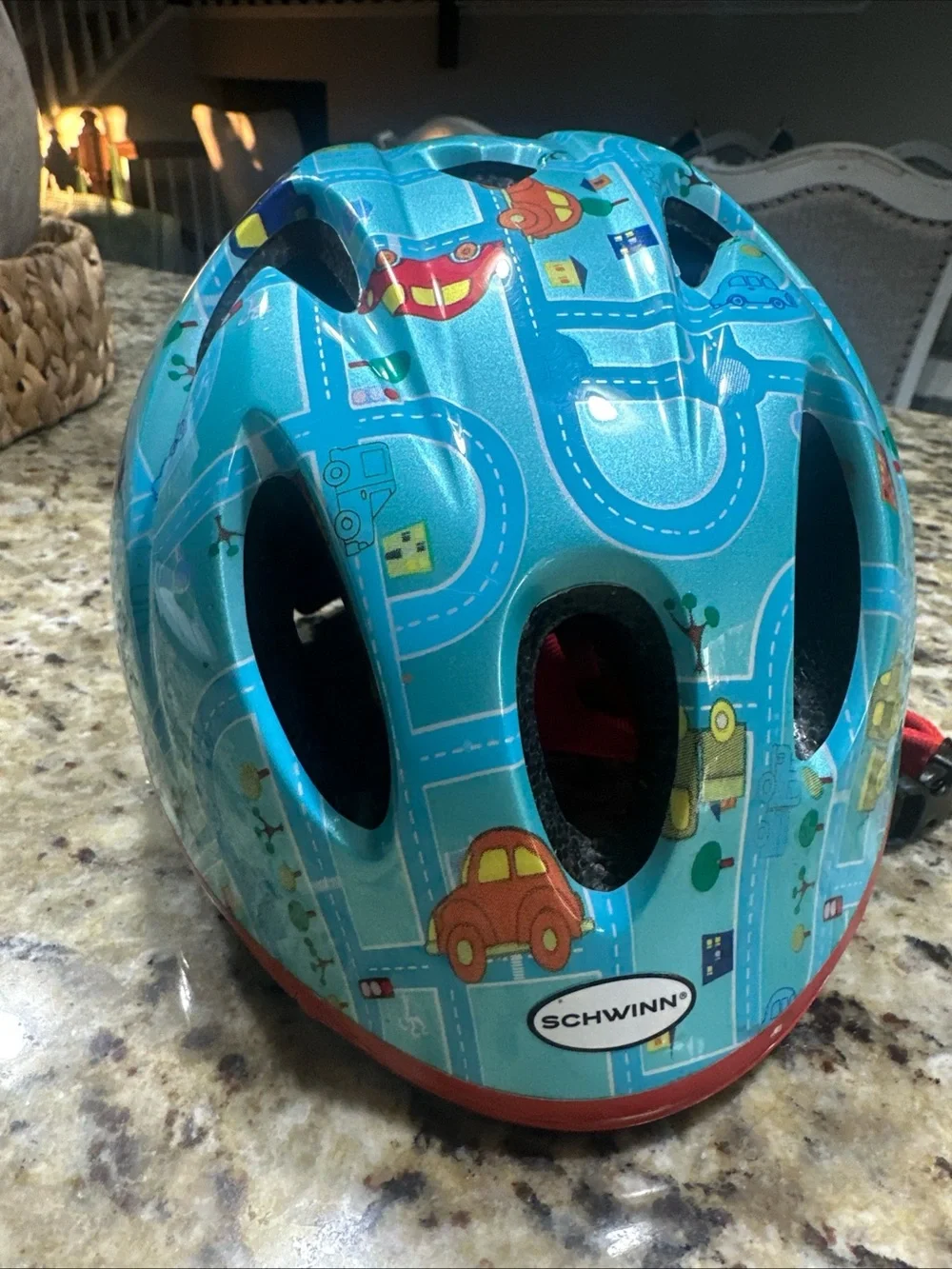 Schwinn Kids' Blue Road-Map Pattern Bike Helmet. Size best for ages 1-3